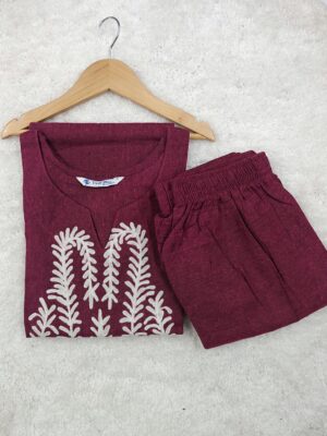 WHITE FERN MAROON | 2PIECE SET
